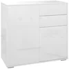 Image de HOMCOM Commode Buffet Meuble de Rangement 2 tiroirs 2 Portes avec étagère 79 x 36 x 74 cm Blanc brillant