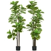 Image de HOMCOM Lot de 2 plantes artificielles Figuier à feuilles de violon Ficus Lyrata hauteur 180cm avec Pot