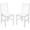 Image de HOMCOM Lot de 2 Chaises Salle à Manger Bois Massif Blanc Dossier à Lattes Style Campagne Confort Aosom France