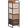 Image de HOMCOM Commode chiffonnier 5 tiroirs meuble de rangement tiroir en tissu pliant - structure acier noir - 45 x 30 x 116 cm
