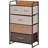 Image de HOMCOM Commode Meuble de Rangement 5 tiroirs Pliables en Tissu 58 x 29 x 99 cm Multicolore