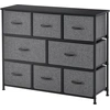 Image de HOMCOM Chiffonnier Gris Foncé 8 Tiroirs Tissu Pliants Rangement 100x30x78,5cm Aosom France