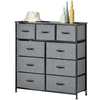 Image de HOMCOM Commode Pliante 9 Tiroirs Tissu Noir Gris Salon Chambre 100x30x100cm Aosom France