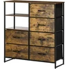 Image de HOMCOM Meuble de rangement commode style industriel 6 tiroirs pliables 2 étagères acier et bois 84 x 30 x 92 cm