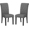 Image de HOMCOM Lot de 2 chaises de Salle à Manger Chaise de cuicine Grand Confort Pieds en Bois Lin 47 x 61 x 101 cm gris foncé