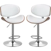 Image de HOMCOM Lot de 2 tabourets de bar réglable Tabouret de bar blanc revêtement synthétique 53x52x92-112 cm Aosom France