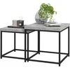 Image de Homcom Ensemble 2 Tables Gigognes Design Acier et Bois Gris Moderne Aosom France