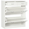 Image de HOMCOM Meuble à chaussures 2 tiroirs et 2 portes abattantes avec étagère réglable 80 x 30 x 91,5 cm poignées alu. naturel