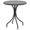 Image de Outsunny Table de jardin ronde Ø66cm, table d'exterieur en acier galvanisé avec plateau à lattes pour terrasse, balcon, noir