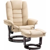 Image de HOMCOM Fauteuil relax inclinable 135° grand confort pivotant 360° avec repose-pieds revêtement PU beige
