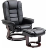Image de HOMCOM Fauteuil relax inclinable 135° grand confort pivotant 360° avec repose-pieds revêtement synthétique noir