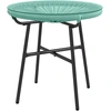 Image de Outsunny Table basse ronde de jardin en résine aspect rotin métal et plateau verre trempé Ø 50 x 50H cm