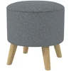 Image de HOMCOM Pouf rond repose-pieds tabouret avec coffre de rangement pieds en bois design moderne gris