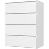 Image de HOMCOM Commode 4 tiroirs meuble de rangement sans poignées design minimaliste 60 x 40 x 80 cm blanc