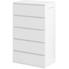 Image de HOMCOM Commode 5 tiroirs meuble de rangement sans poignées design minimaliste 60 x 38 x 100 cm blanc