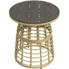 Image de Outsunny Table basse de jardin ronde en résine aspect rotin métal et plateau composite, dim. Ø45 x 50H cm