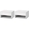 Image de HOMCOM Lot de 2 tables de chevet murales table de nuit tiroir coulissant niche plateau en bois dim. 37L x 32l x 21H cm blanc