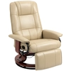 Image de HOMCOM Fauteuil relax inclinable repose-pieds réglable pivotant 360° piètement bois revêtement synthétique crème