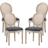 Image de HOMCOM Lot de 4 chaises de Salle à Manger - Chaise de Salon médaillon Style Louis XVI - Bois Massif sculpté, patiné