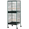 Image de PawHut Grande Cage à Oiseaux sur pied double avec mangeoires perchoirs plateau amovible roulettes - Dim. 51,5L x 50l x 140H cm