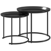 Image de HOMCOM Lot de 2 tables basses rondes gigognes plateaux amovibles style industriel en acier Ø 43 et Ø 35 cm noir