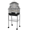 Image de PawHut Cage à oiseaux design maison mangeoires perchoirs 3 portes plateau excrément amovible + poignée transport noir