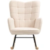 Image de HOMCOM Fauteuil à bascule rocking chair revêtement en imitation cachemire structure en acier 71 x 92 x 101 cm beige