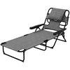Image de Outsunny Chaise Longue Jardin Pliable Dossier Ajustable Trou de Lecture Gris Aosom France