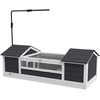 Image de PawHut Maison tortue terrestre extérieure enclos tortue 2 niches support de lampe réglable bois massif 120 x 56,5 x 43 cm gris