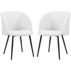 Image de HOMCOM Lot de 2 chaises de salle à manger avec dossier en tissu pieds en acier 55 x 62 x 80 cm blanc noir