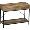 Image de HOMCOM Table console table d'appoint d'entrée industriel 3 tiroirs 1 plateau aspect bois 100 x 35 x 76,5 cm marron clair noir