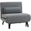 Image de HOMCOM Fauteuil convertible 3 en 1 chauffeuse lit 1 place avec coussin gris