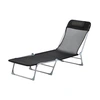 Image de Outsunny Bain de soleil transat chaise longue inclinable pliable avec oreiller dossier réglable sur 5 niveaux noir