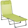 Image de Outsunny Bain de soleil transat chaise longue inclinable pliable avec oreiller dossier réglable sur 5 niveaux vert