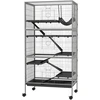 Image de PawHut Cage pour rongeurs multifonction 4 plateformes 3 rampes 4 portes dim. 80L x 52l x 159H cm acier gris argenté noir