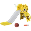 Image de AIYAPLAY Toboggan pour enfants intérieur extérieur avec panier de basket pour les enfants de 18 à 36 mois, jaune, gris
