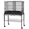 Image de PawHut Grand cage oiseaux cage perroquet avec support roulettes pour cacatoès perruche canaris perroquet 85 x 49 x 119 cm noir