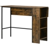Image de HOMCOM Ilot centra table de bar plateau latéral rabattable et 3 étagères 120 x 76 x 91,4 cm Brun Rustique