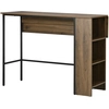 Image de HOMCOM Ilot centra table de bar plateau latéral rabattable et 3 étagères 120 x 76 x 91,4 cm marron