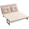 Image de HOMCOM Canapé convertible 2 places avec dossier réglable à 5 niveaux et 2 coussins rembourrés, revêtement effet velours, beige
