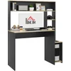 Image de HOMCOM Bureau multi-rangements avec étagères, support pour unité centrale, grand bureau, 114L x 45l x 138H cm