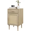 Image de HOMCOM Table de chevet avec placard et étagère porte rotin tissé 1 tiroir design bohème - 40 x 40 x 68,5 cm naturel