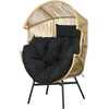 Image de Outsunny Fauteuil de jardin cocon sur pied résine effet rotin coussins polyester, structure en métal, dim. 89 x 75 x 143 cm
