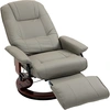 Image de HOMCOM Fauteuil relax inclinable repose-pieds réglable pivotant 360° piètement bois revêtement synthétique gris