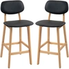 Image de HOMCOM Lot de 2 tabourets de bar, chaises hautes, revêtement synthétique avec dossier et pieds en bois, noir