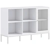 Image de HOMCOM Buffet meuble de rangement 4 compartiments ouverts et 1 placard étagère réglable 120 x 37 x 81,5 cm blanc