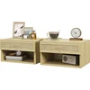 Image de HOMCOM Lot de 2 tables de chevet murales tiroir coulissant, niche, plateau - en bois dim. 40L x 34l x 23H cm