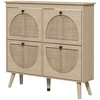 Image de HOMCOM Meuble à chaussures 4 abattants 20 paires étagère réglable style bohème pieds en bois massif 105 x 24 x 97,5 cm naturel