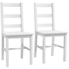 Image de HOMCOM Lot de 2 chaises de salle à manger en bois massif de pin chaise de cuisine dossier lattes esprit campagne blanc