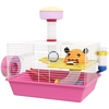 Image de PawHut Cage à hamster rat rongeur multicolore avec plateforme, biberon eau, roue, maisonnette, 34 x 27 x 25 cm, rose